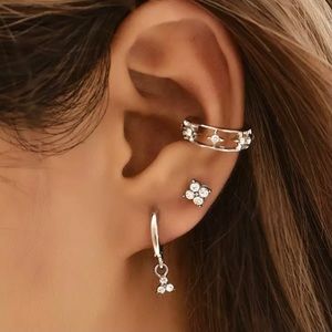 NEW Silver Bohemian 4 Piece Earring Cuff Set